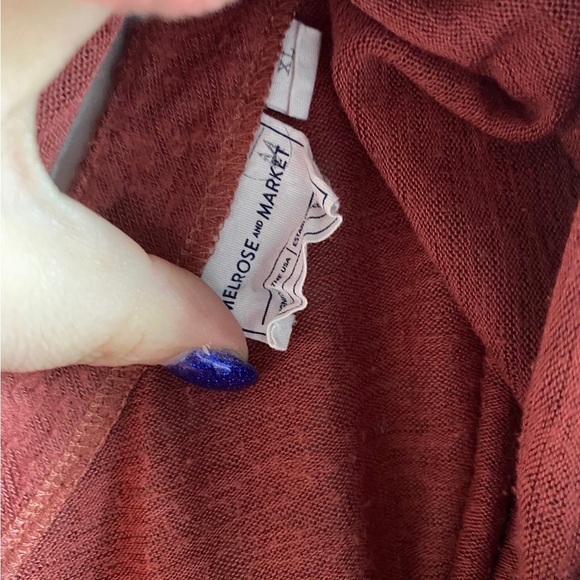 Melrose and Market - Textured Maroon Drop shoulder Top - Picture 8 of 9